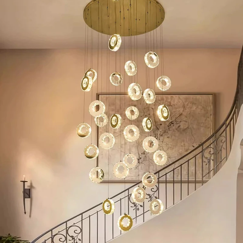 Candelabro de cristal para decoración del hogar, lámpara colgante para escalera, luces colgantes para sala de estar, iluminación interior