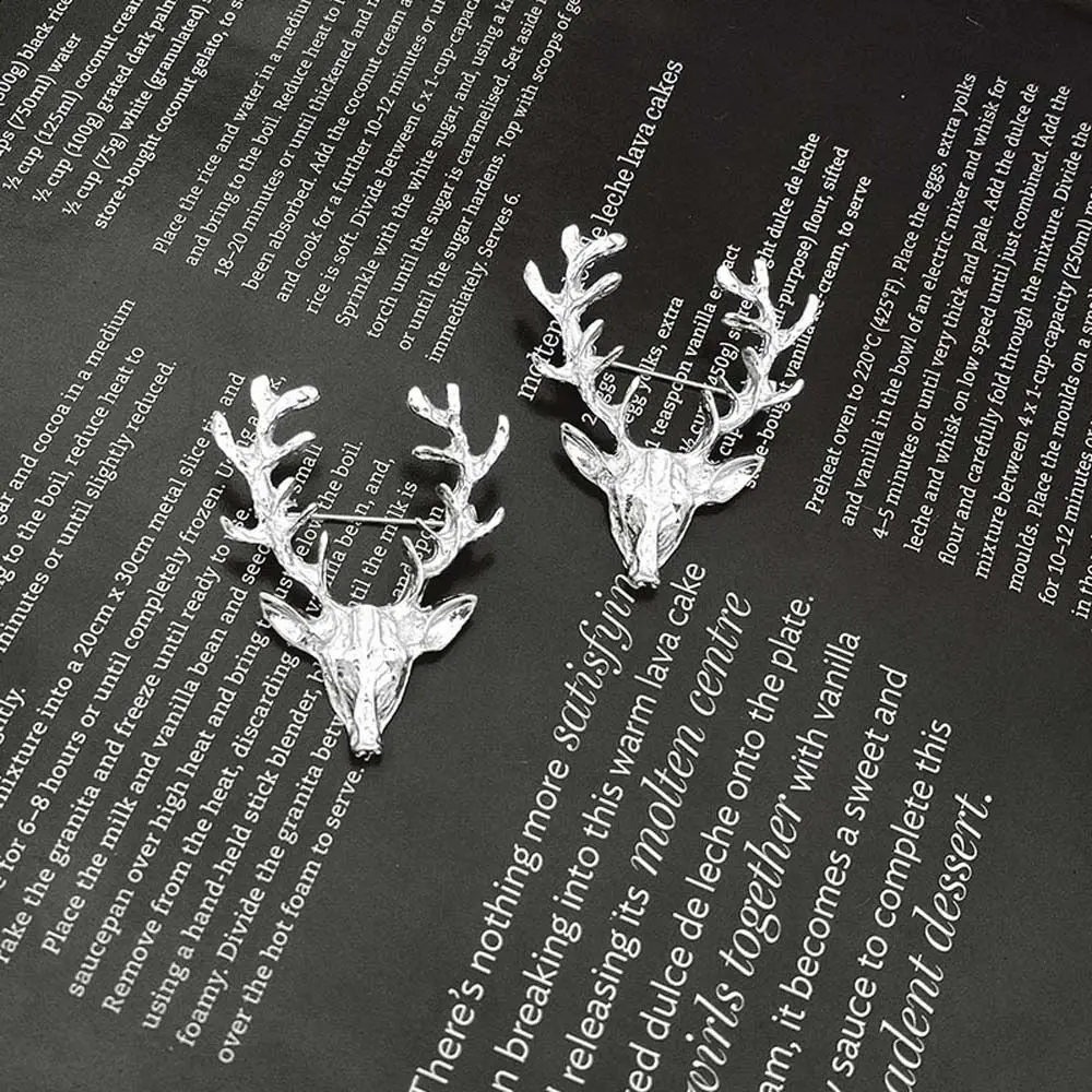 Kawaii Animal Elk Head Brooch Lapel Pin Alloy Christmas Badge Jewelry Clothes Accessories Deer Metal Brooch Gift
