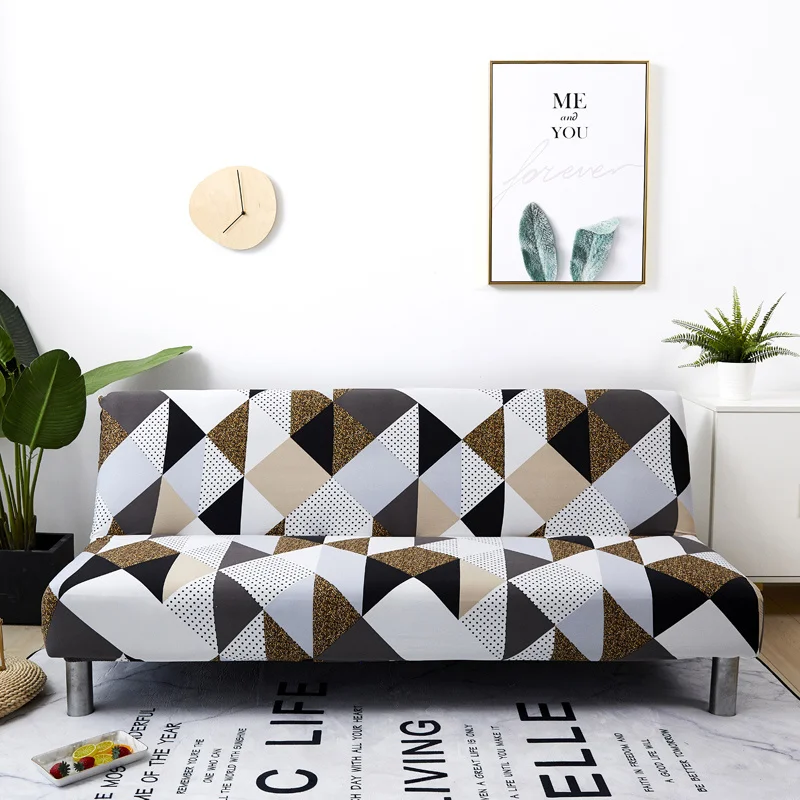 1pc Stretch Sofa bed cover, Modern Geometric Triangle Polka Dot Print Couch Slipcover for Living Room