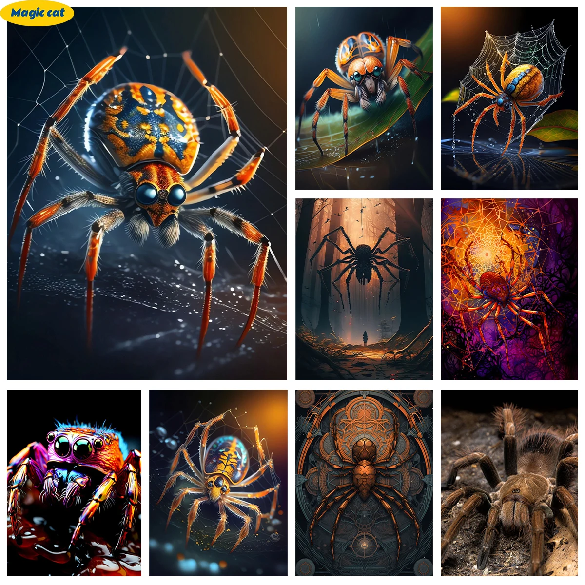 

Scary Spider 5D Diamond Embroidery Insect Spider Mosaic Pattern Hand Diamond Painting Rhinestones Cross Stitch Art Home Decor