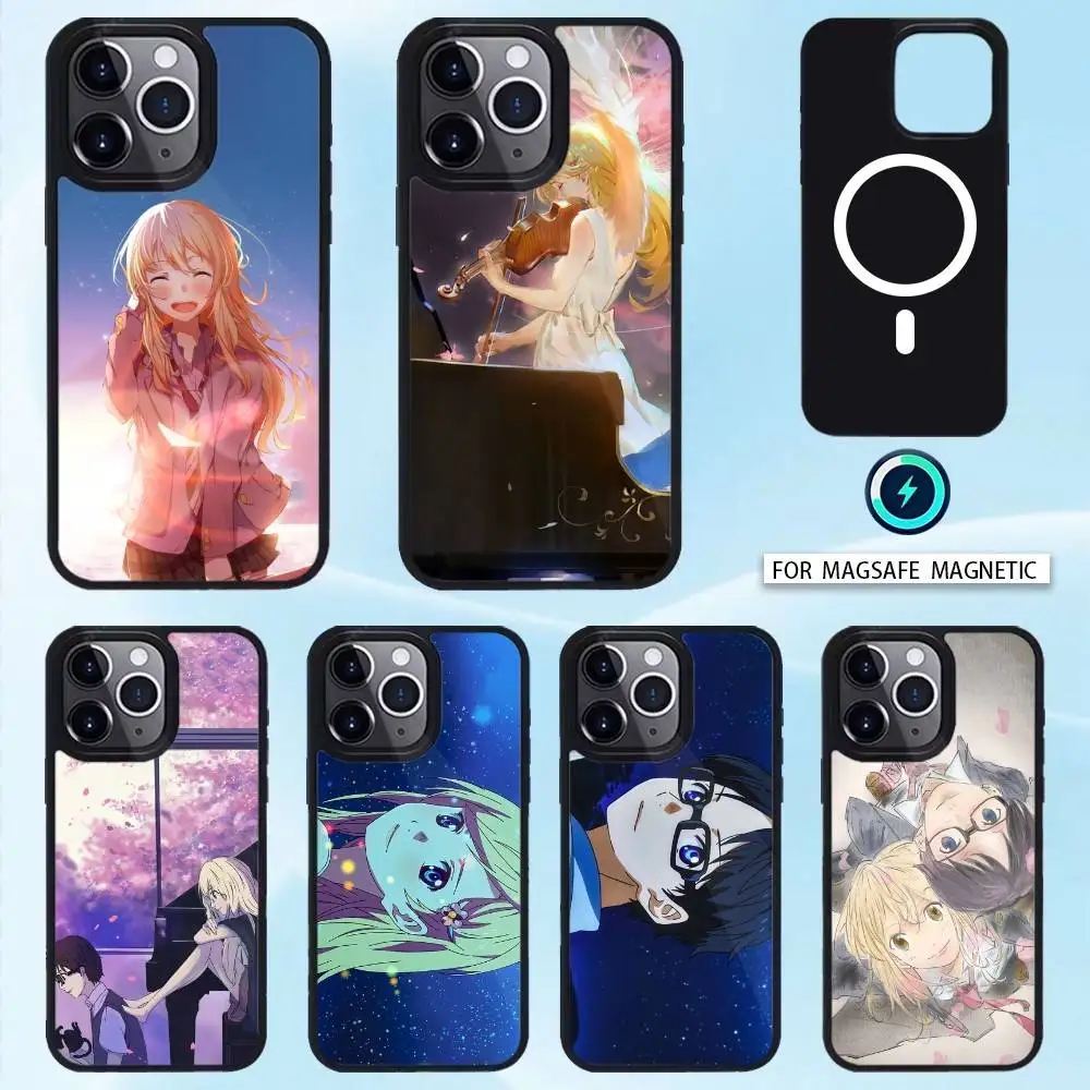 

Anime-Your Lie in April-Kaori Miyazono Phone Case Magnetic For iPhone16 15 14 13 12 Pro Max For Magsafe Wireless Charging Cover