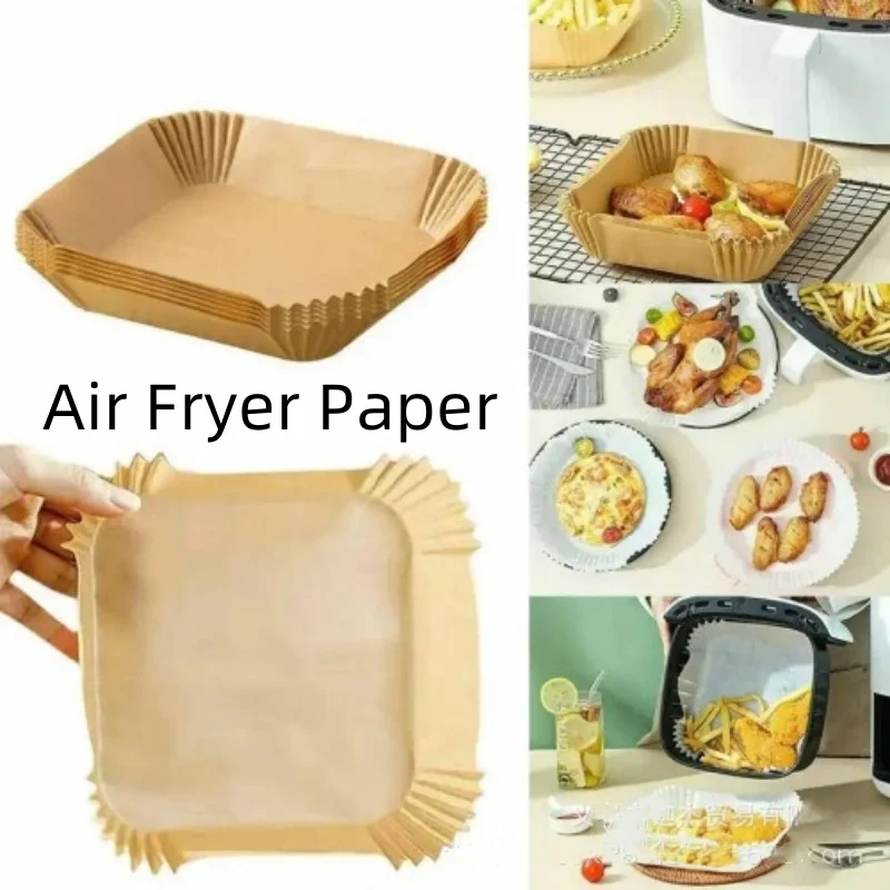 일회용 종이 붙지 않는 에어 프라이어 베이킹 종이 라운드 라이너 내유성 전자 레인지 바베큐 패드 종이 패드 식품 주방 도구