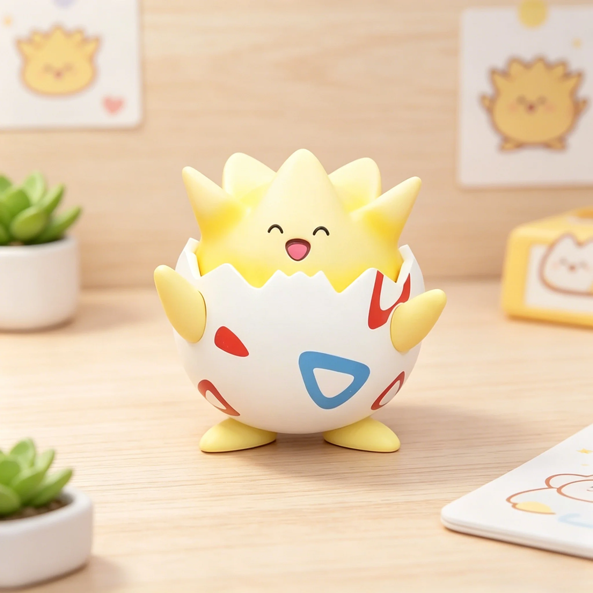 Figura de Anime de Pokemon Happy Togepi, Adorable Muñeco Decorativo para Coche y Escritorio, Regalo Dulce para Niños y Niñas, Regalo Sorpresa Coleccionable
