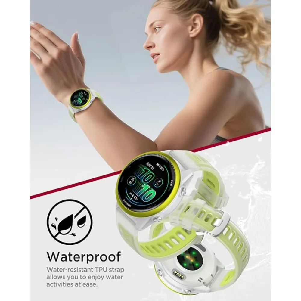 22mm 20mm Sport quick-release Silicone Strap For Garmin Forerunner 570 265 255 165 55/Vivoactive 6 5 4/Venu Adjustable Wristband