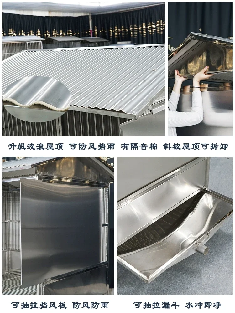 Outdoor stainless steel dog cage, solid medium and large dog, anti-dismantling and weatherproof outdoor large bulldog cage