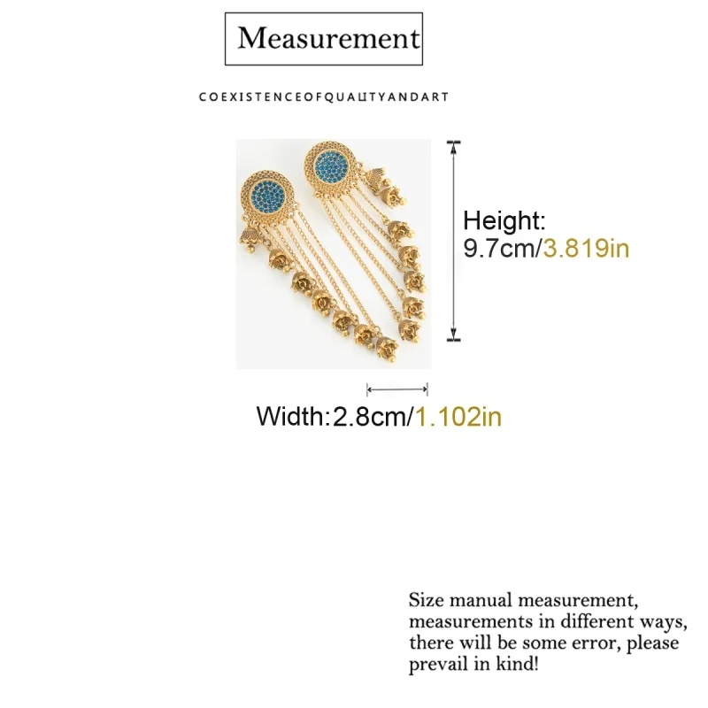 ต่างหูขนาดใหญ่ สไตล์วินเทจ ประดับคริสตัลสีน้ำเงินรูปดอกไม้ พร้อมพู่ห้อย ดีไซน์หรูหรา แบรนด์ดีไซเนอร์ สีทอง เหมาะสำหรับงานแต่งงาน งานปาร์ตี้ รุ่นใหม่ ปี 2025