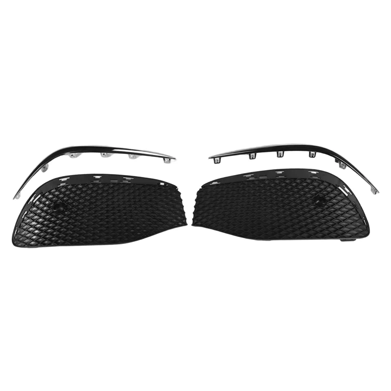 

1Pair Car Front Bumper Fog Light Grille Fog Lamp Grill Cover With Chrome Strip For Mercedes-Benz E Class W213 2016-2020
