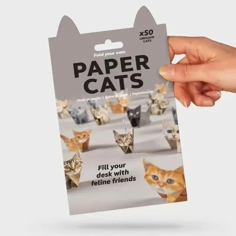 50Pcs DIY Origami Paper Kit Cats Dogs Dinosaurs 3D Animal Craft Fold Your Own Desk Decor Toy for Kids Adults Beginners Gift view 4