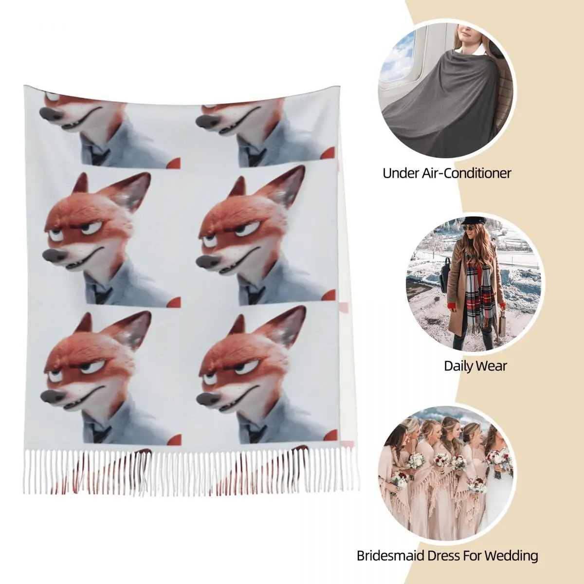 Zootopia Judy en Nick sjaal voor dames herfst winter Pashmina sjaals en wrap lange grote sjaal sjaal lichtgewicht