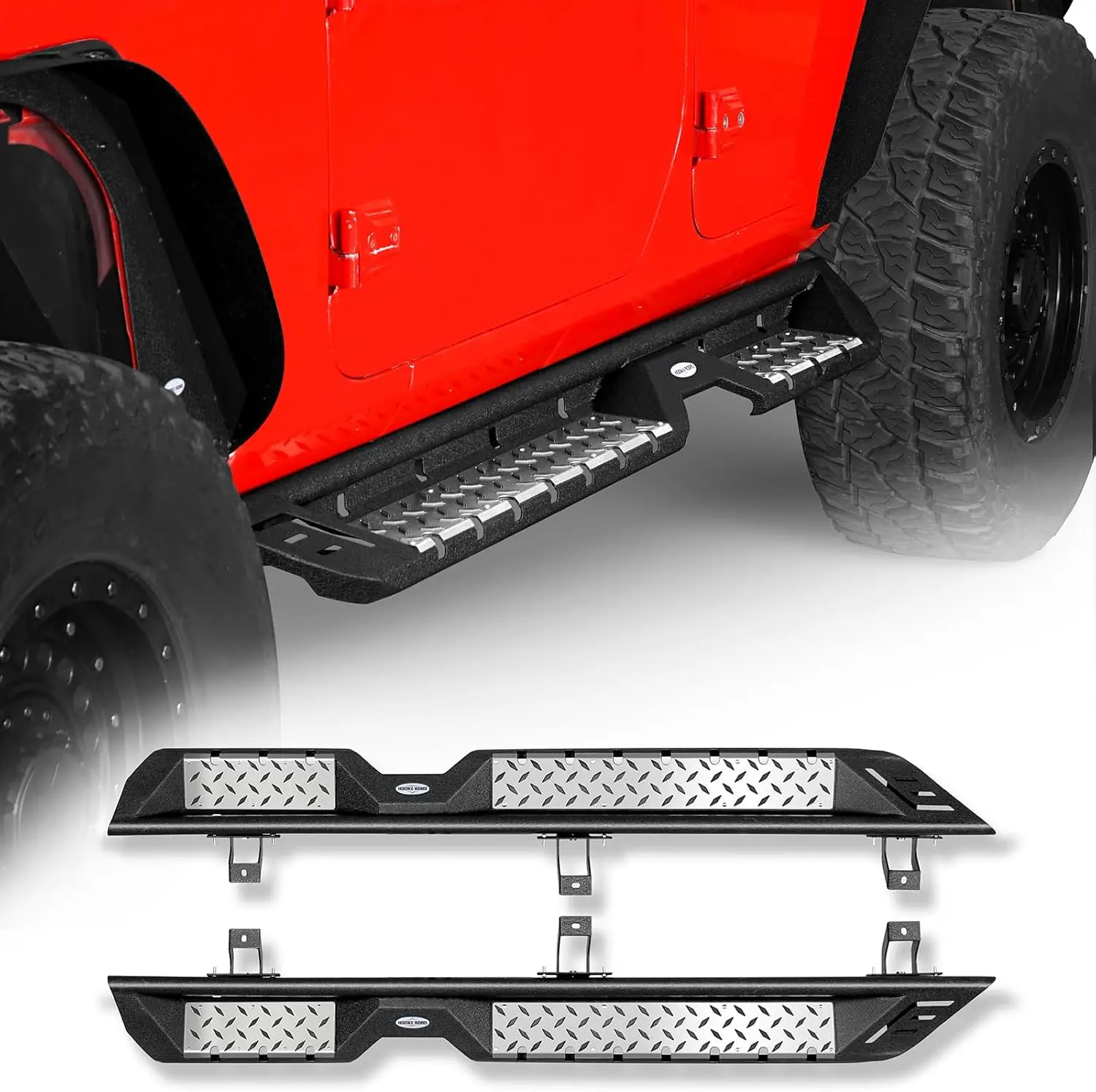 

JLU Unlimited Running Board Боковая подножка с пластинами из нержавеющей стали для Jeep JL Wrangler 2018-2025 4-дверная
