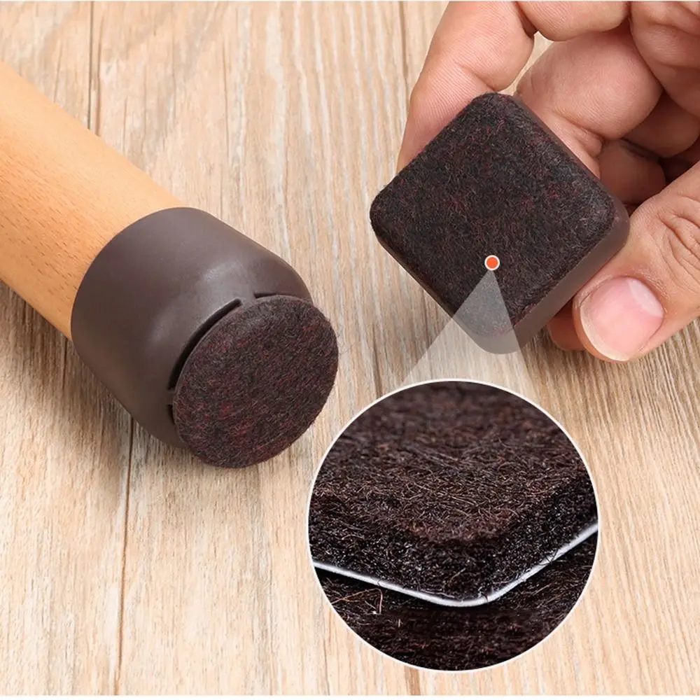 

With Thick Wrap Felt Pads Chair Foot Cover Non-slip Reduce Noise Chair Leg Floor Protector TPE Dark Brown