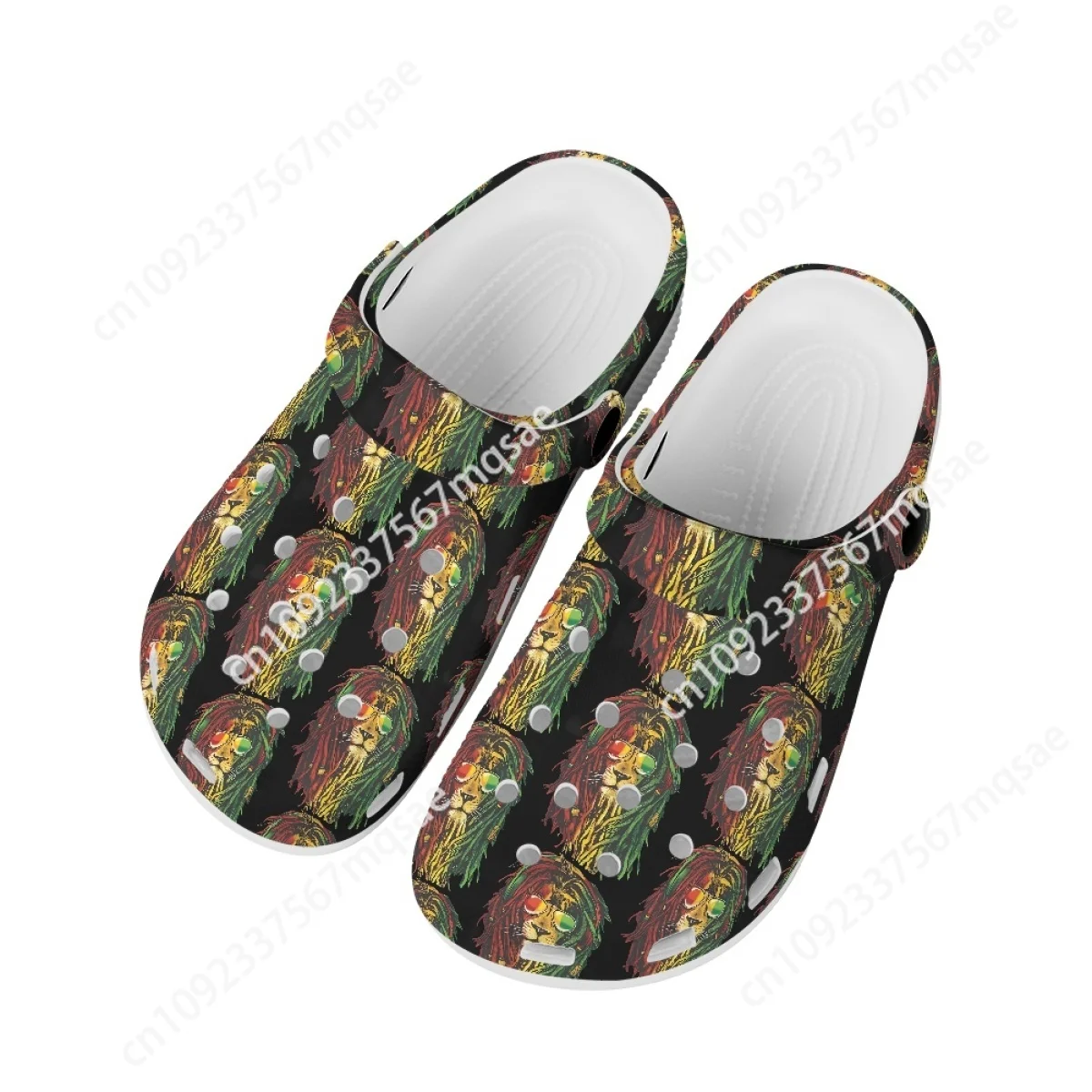 Custom Retro Resta Jamacia Design Lion Print Unisex Soft Clogs Non-Slip Slippers Comfortable Beach Hole Shoe Casual Loafers