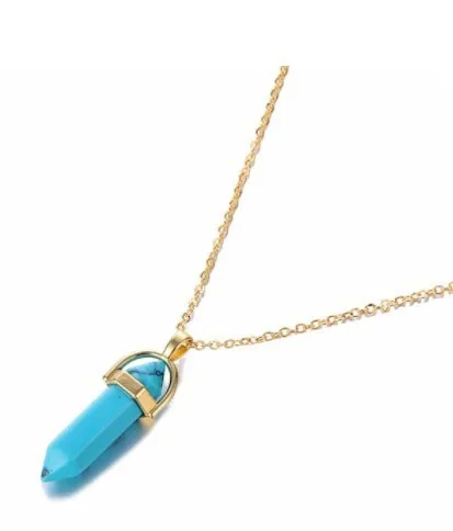 2022 Natural Stone Collarbone Turquoises Opal Necklace Pendant Chain Necklace for Women Aventurine Endulum Pendant