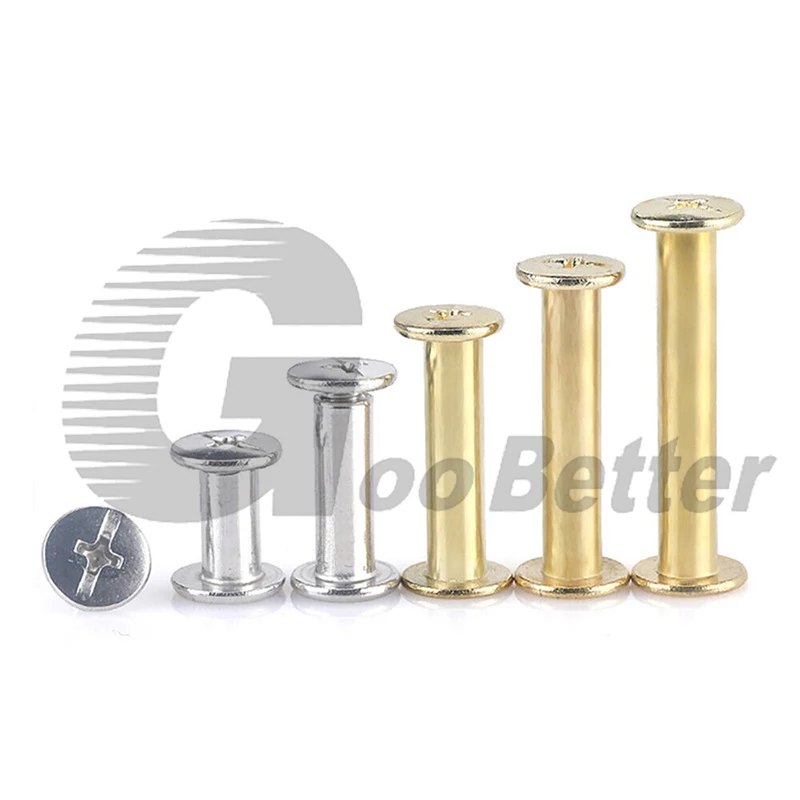 10pcs Nickel/Copper Plated Chicago Binding Screws Nail Rivets For Album Recipe Directory Book M5*6 8 10 12 15 18 20mm-50mm