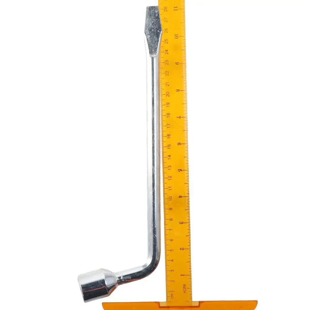 L Type Lug Wrench 21mm 45# Steel Wheel Spanner Hexagon Slotted End Socket Silver Tire Wrench