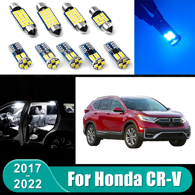 

For Honda CRV CR-V MK5 5th 2017 2018 2019 2020 2021 2022 10pcs Car LED Bulbs Interior Dome Reading Lamp Trunk Light Accessories