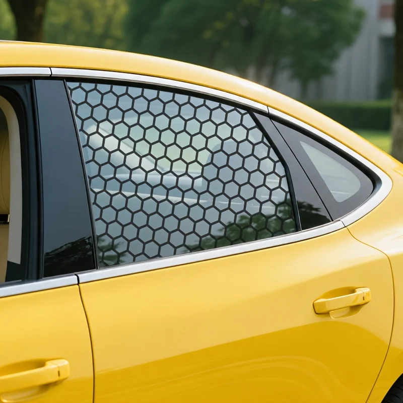 Wabenförmige Autofensteraufkleber, Mattschwarze Sechseckige Vinyl-Aufkleber, Selbstklebend, Wasserdicht, Kratzfest für LKW-Seitenfenster – Detail 5