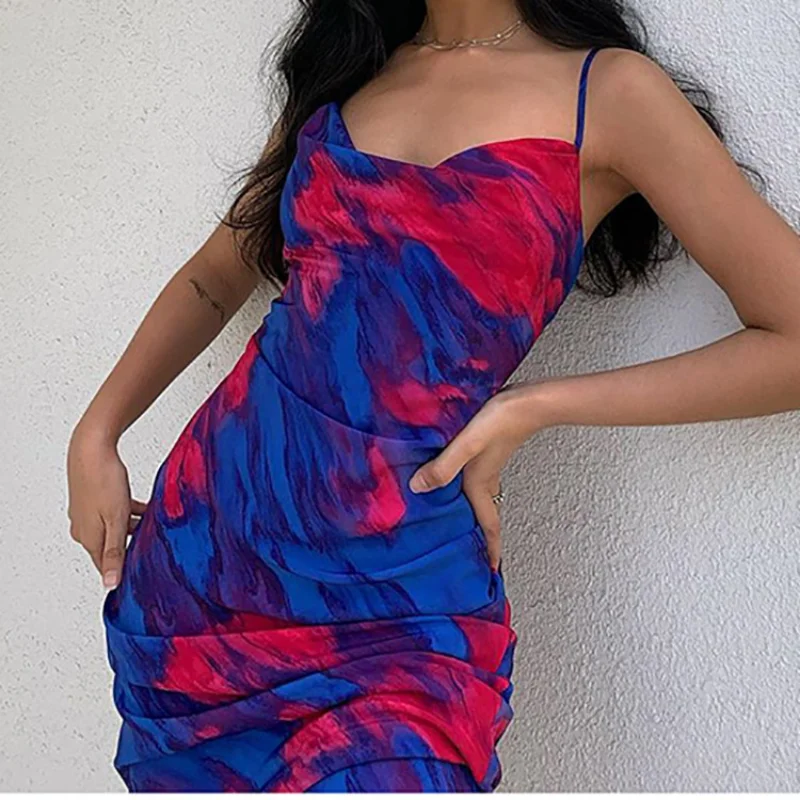 New Summer Sexy Print Halter Long Dress Women Clothing Vintage Bodycon Dresses Large Size Streetwear Large Size 3XL Evening