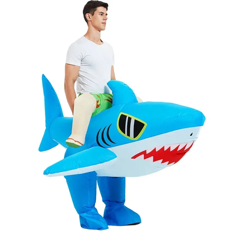 New Adult Kids Blue Shark Inflatable Costumes Anime Mascot Fancy Role Play Disfraz Halloween Party Cosplay Costume Dress Su NM35 view 3
