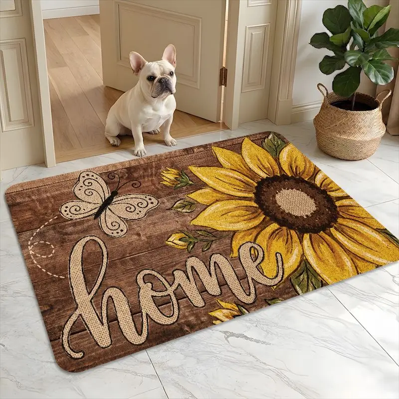 Sweet Bunny Welcome Floor Mat  Adorable Floppy Ear Lop Rabbit Paw Detail Minimal Farmhouse Entry Decor Mat