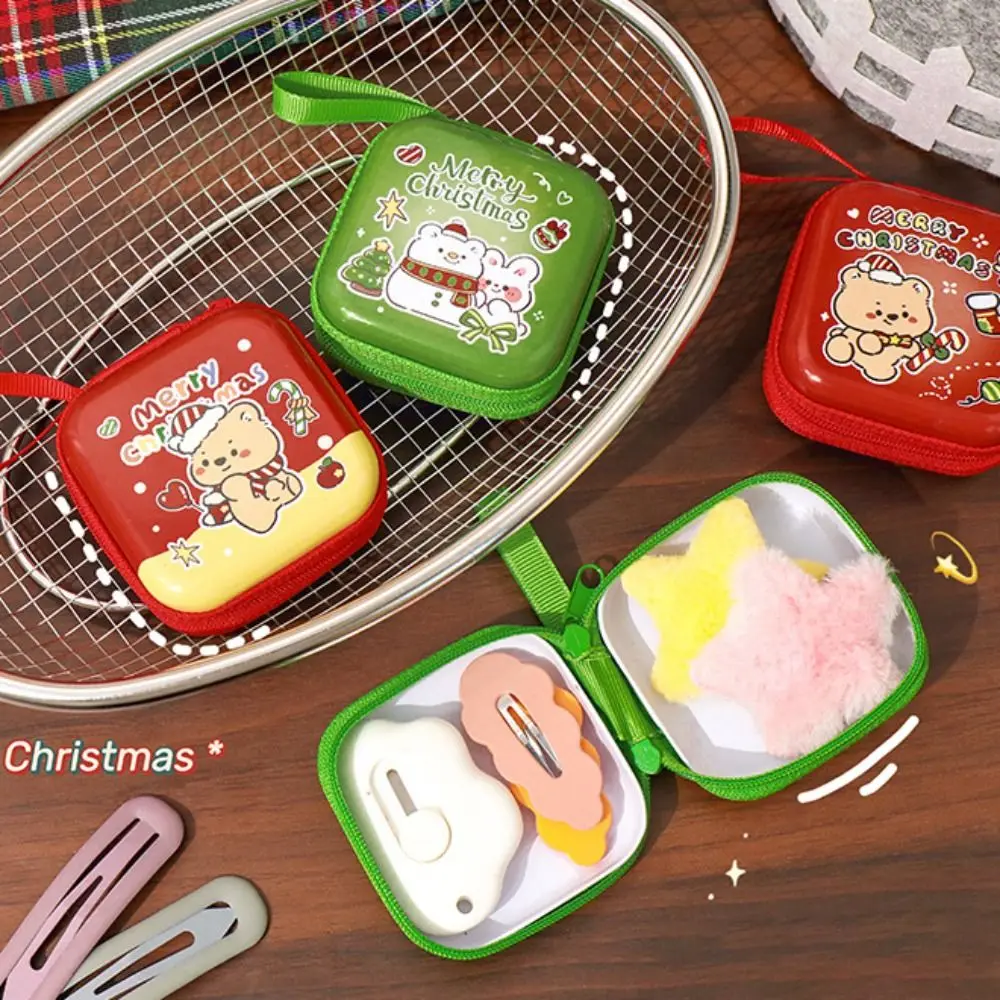 Cute Bear Christmas Wallet Waterproof Portable Christmas Coin Purse Creative Rabbit Christmas Earphone Bag Couple