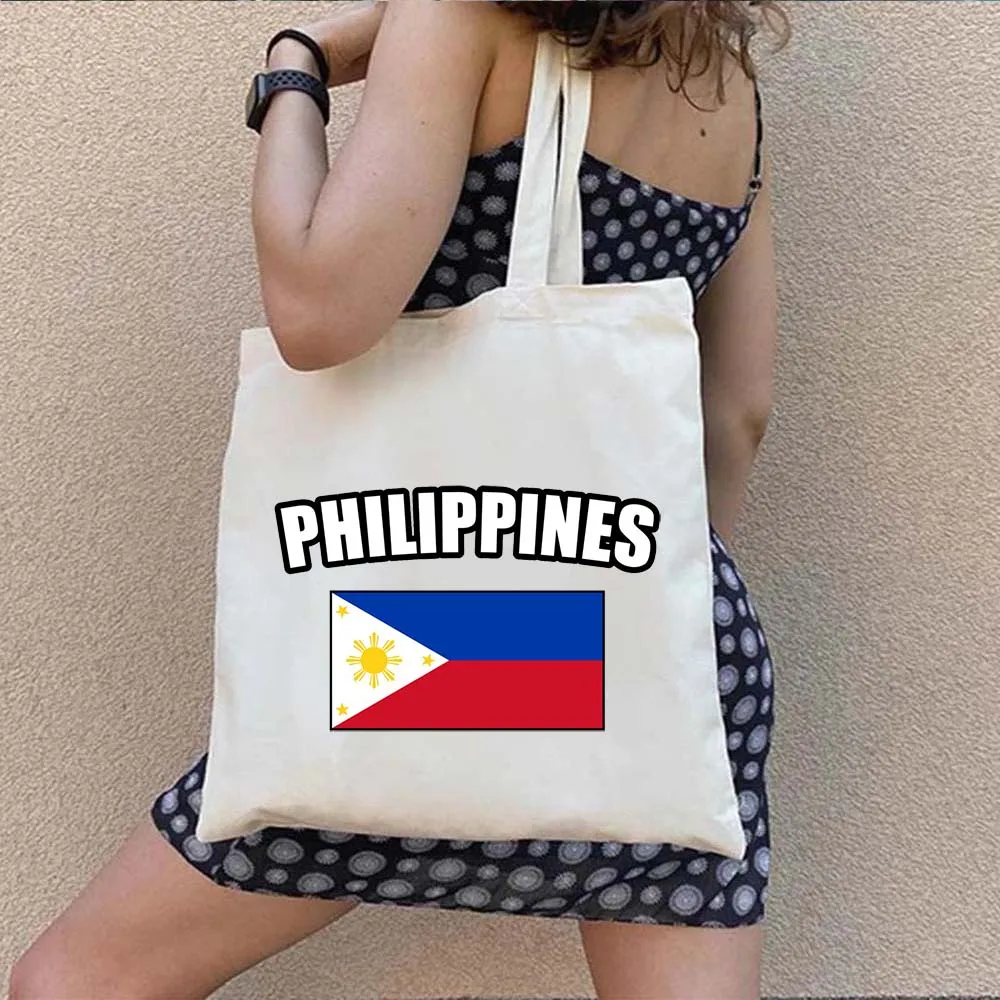 Love Heart Philippines Country Flag Map Coat of arms Travel Souvenir Butterfly Landmark Shopper Canvas Tote Bag Shopping Handbag