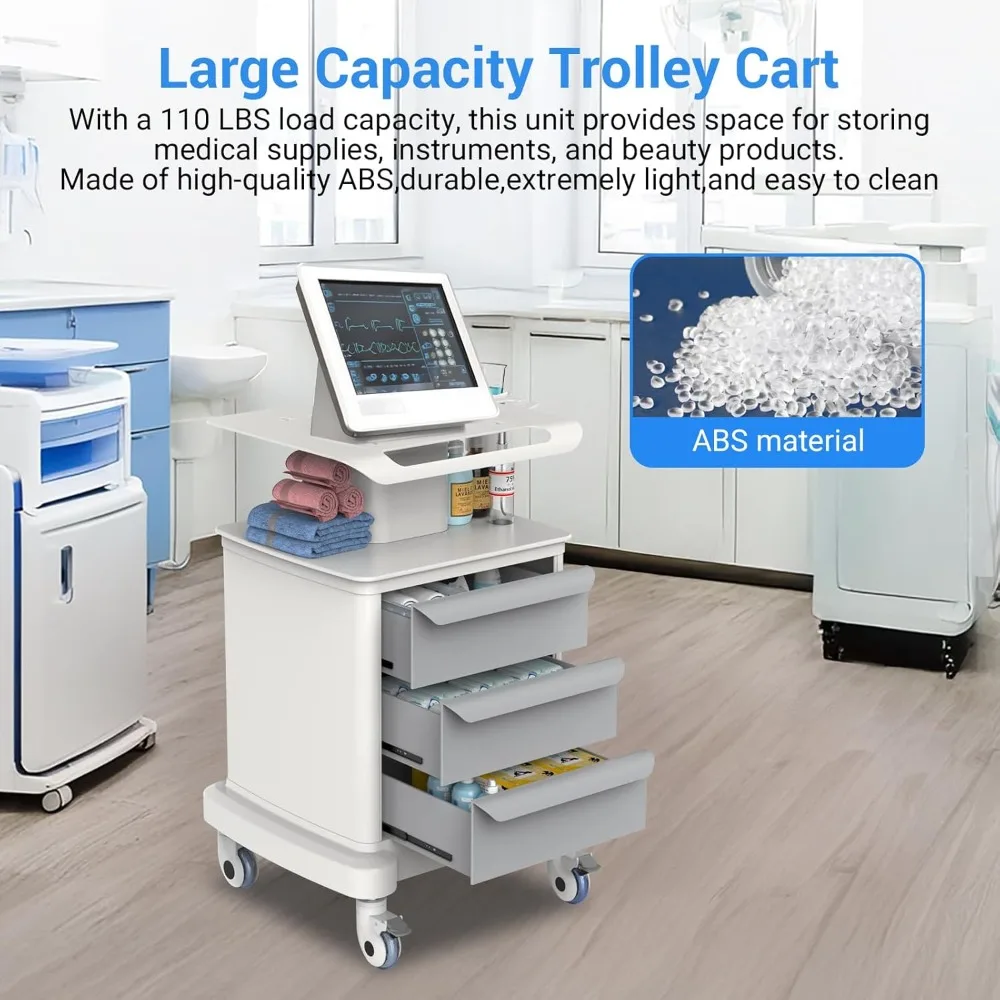 عربات طبية بعجلات، عربة الموجات فوق الصوتية المتنقلة، عربات الأسنان المتدحرجة مع الأدراج، عربة ترولي احترافية مع صواني