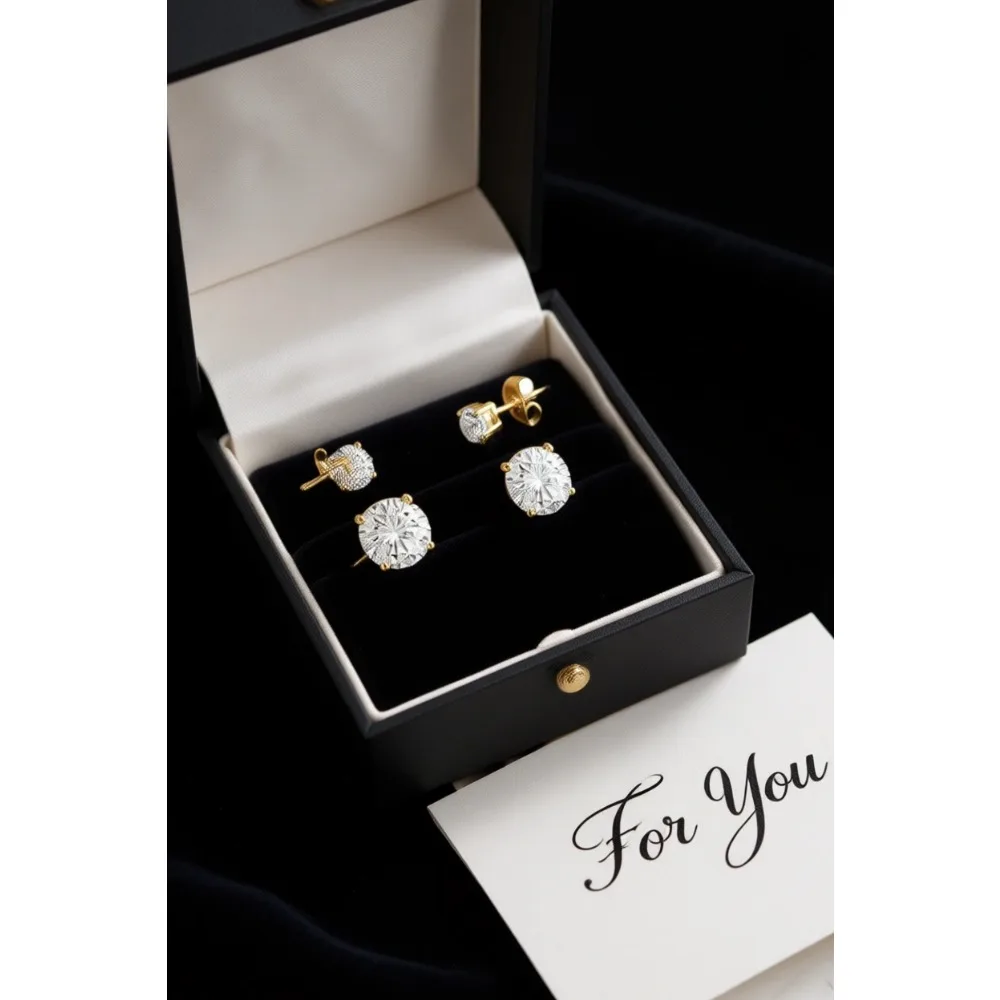 

Серьги-гвоздики с позолотой из 14-каратного золота и фианитами для женщин, круглые, имитация бриллиантов, 5 пар