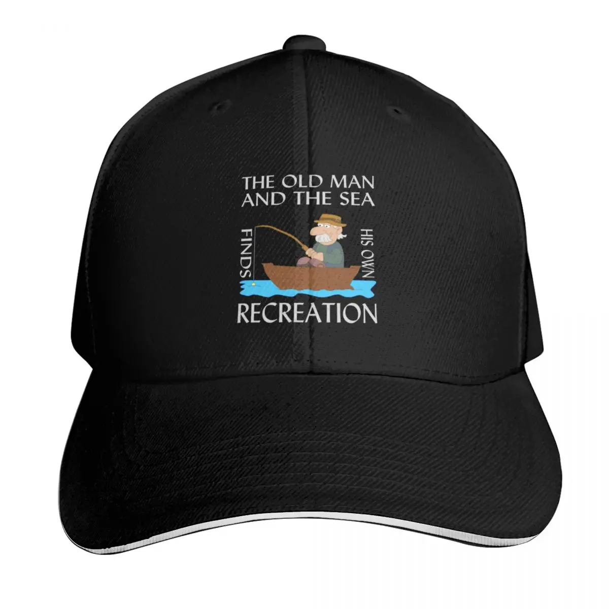 The Old Man And The Sea Finds His Own Recreation. The old man and sea find their own rest Baseball Cap
