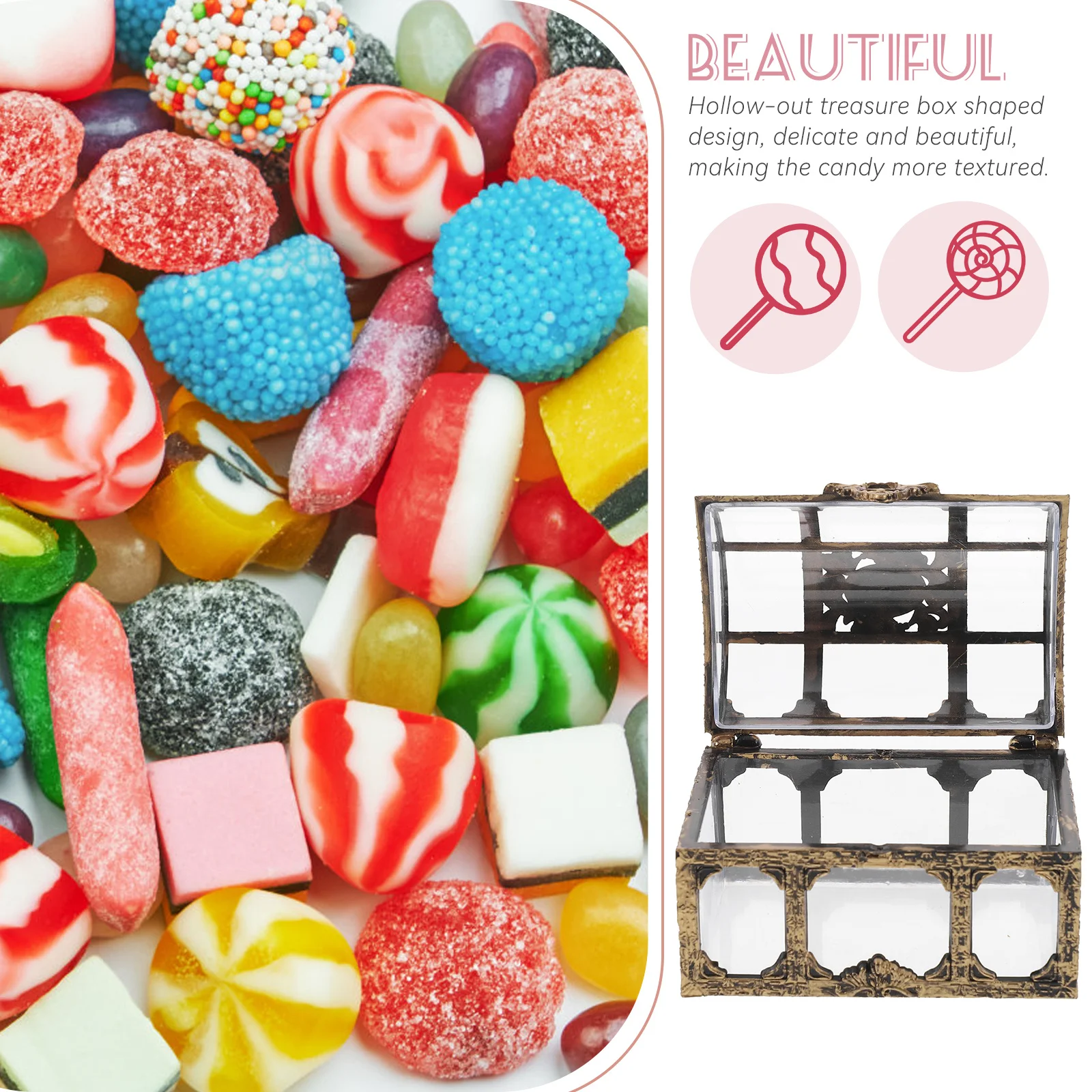 

12Pcs Wedding Favor Candy Boxes Treasure Chest Hollow-Out Wedding Candy Container Party Treats Storage Box Treasure Chest