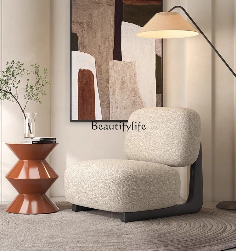 

Solid Wood Sofa Chair Lambswool Living Room Leisure Simple Modern Small Apartment