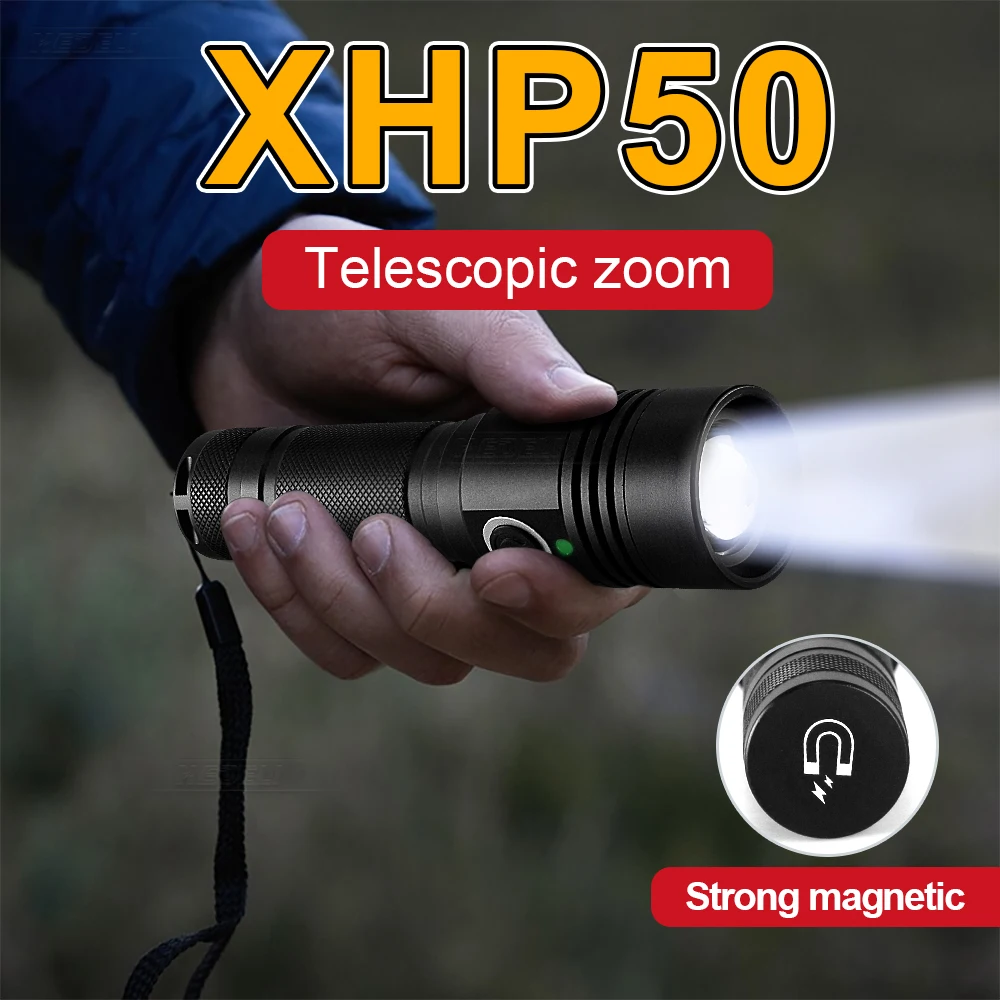 

Суперяркий светодиодный фонарь 10000 лм, ультраяркий перезаряжаемый мощный фонарик с зумом, тактический фонарь с магнитом