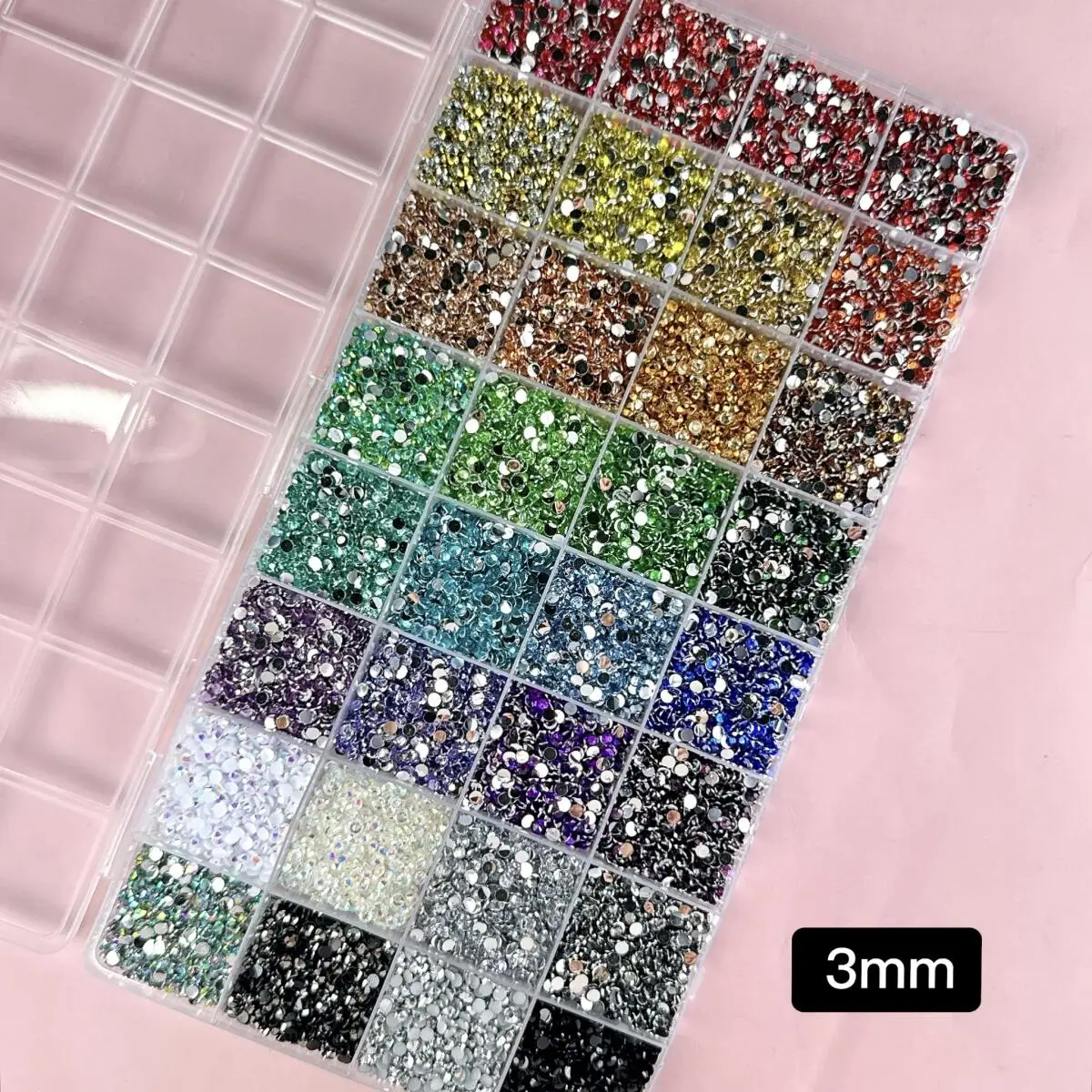 1Box Hot Selling Colorful Nail Rhinestones Bedazzling Kit 3mm Semi-circular Flatback Resin Nail Diamond Charms DIY Nails Parts