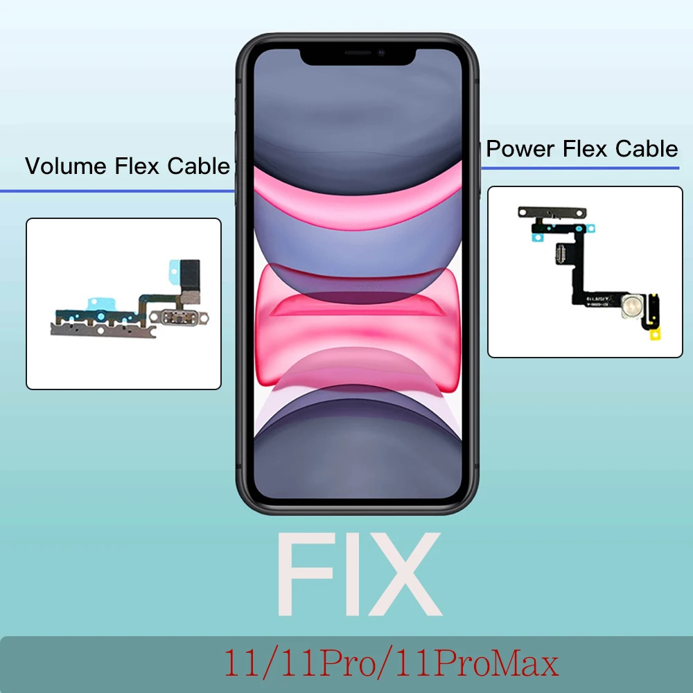 Power Button Flex Replacement For iPhone 11 Pro Max Volume Control Mute Flex Cable With Waterprrof Tape