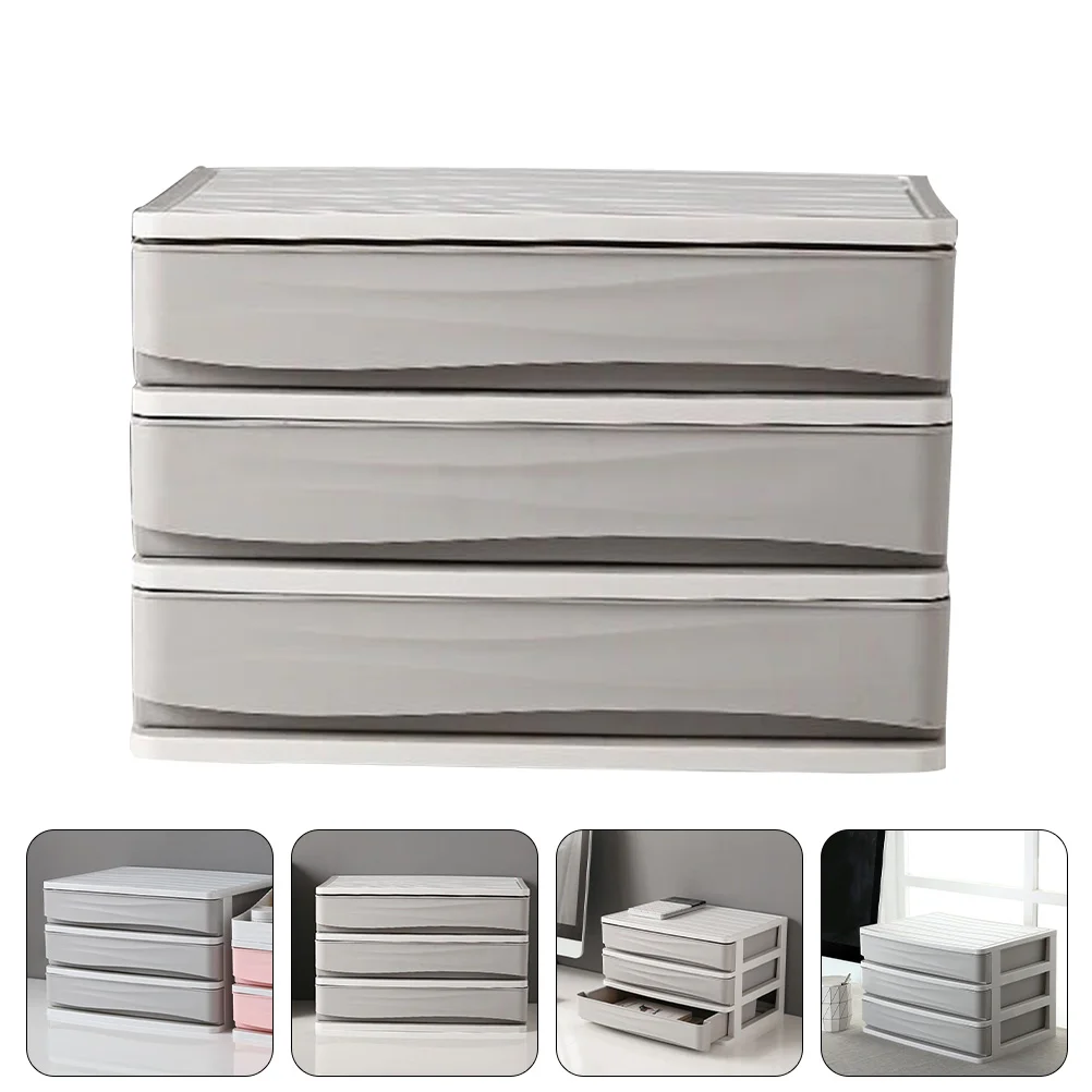 Office Desktop Storage Organizer Cabinet Plastic Drawers Stationery File Tray Multi-layer Holder Sundries Table Container