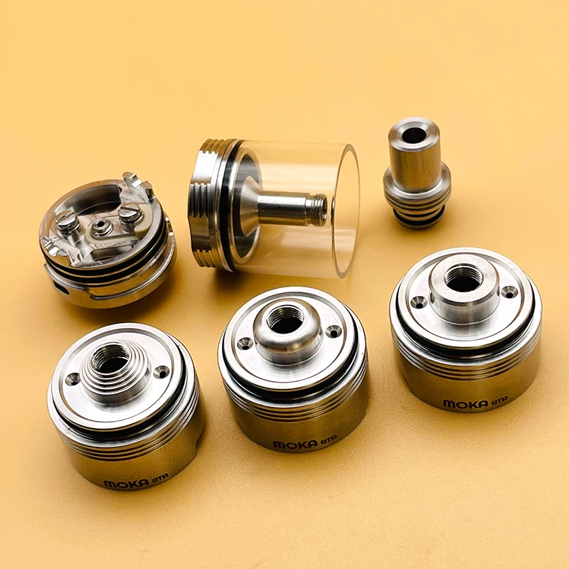DSX Moka RTA Atomizer 22mm 4.5ml 316ss Single Coil Rebuildable Tank Bottom Airflow 3 Chambers Interchangeable And 7 Airpins