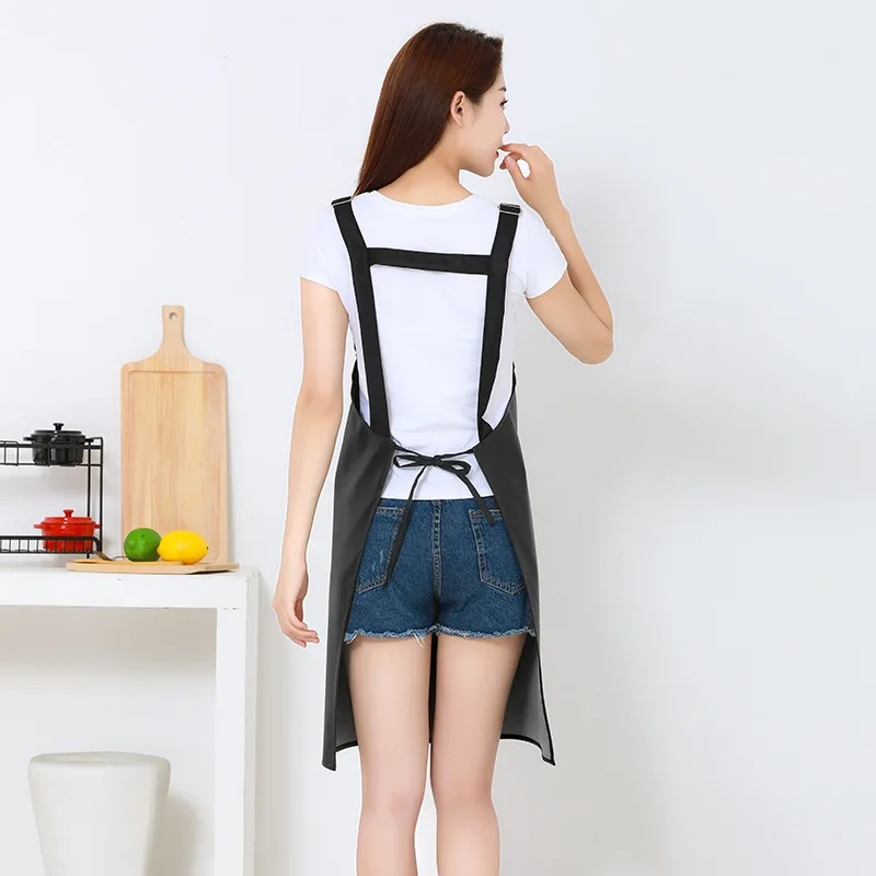 PU Leather Waterproof Apron Strap Adjustable Anti-Fouling Oil-proof Cafe Restaurant Cooking Cleaning Apron