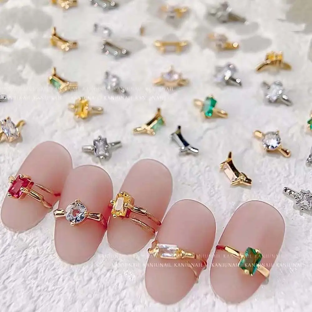 Nail Jewelry Zircon Silver/Gold Crystal Nail Ornaments Ring Nail Charms Nail Rhinestone Zircon Jewelry Nail Art Decorations