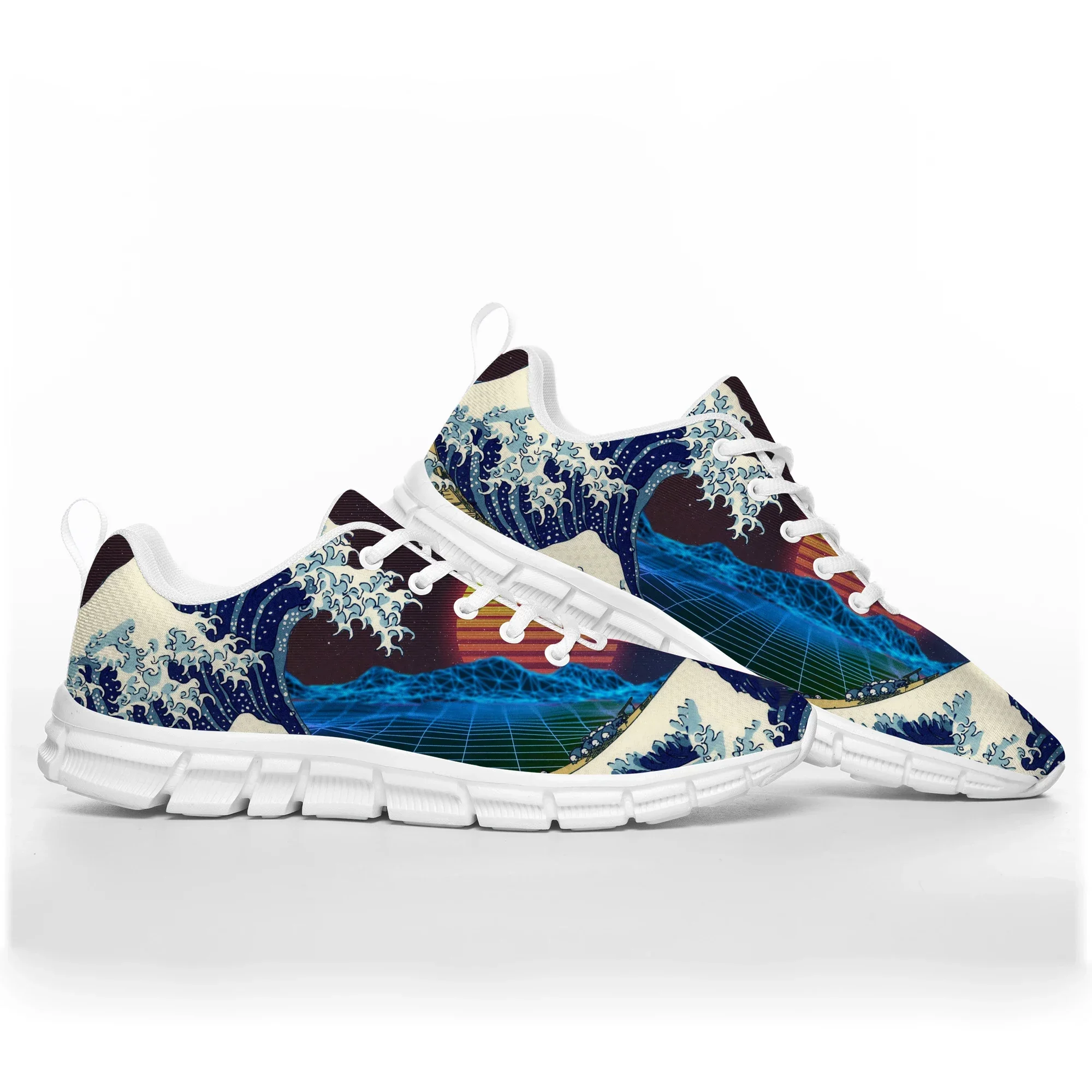 

Hot The Great Wave Off Kanagawa Art Sports Shoes Mens Womens Teenager Kids Children Sneakers Custom High Quality Couple Shoe