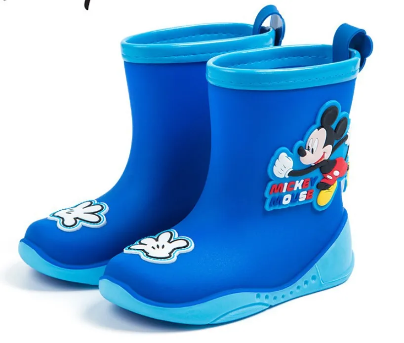 Kids Rain Boots Boys Girls Cartoon Spiderman Captain America Mickey Mouse Waterproof Shoes Student Children Toddler Water Shoes