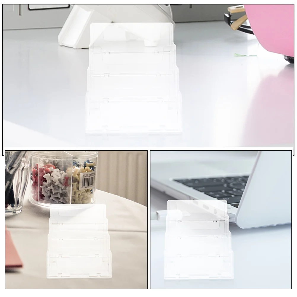 

2Pcs Business Card Holder Clear Desk Organizer Sturdy Plastic Name Card Stand for Office Tabletop Display Storage