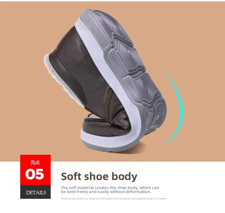 Herren-Winterschuhe mit Fleece-Futter, lässiger Schnitt, zum Hineinschlüpfen, wasserdichtes PU-Obermaterial, rutschfeste, dicke Sohle, warmes Schuhwerk für ältere Herren. – Detail 10