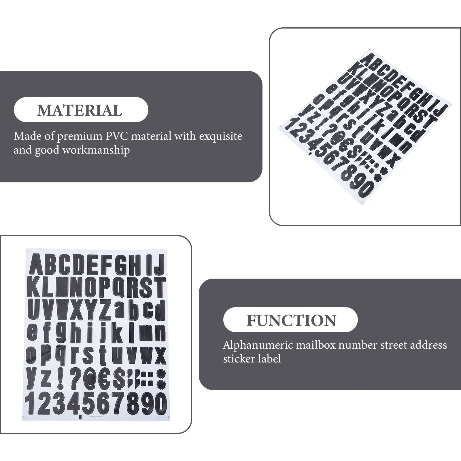 

10 Sheets Address Label PVC Letters Numbers Stickers for DIY Mailbox Outdoor Waterproof Self-Adhesive Durable Decals