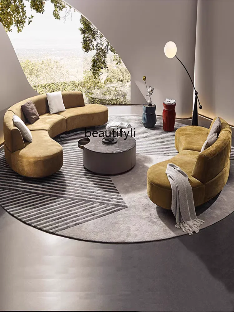 Italian Minimalist Arc Fabric Sofa Designer Small Apartment Villa Showroom Club Circular Arc Leisure Special-Shaped furniture