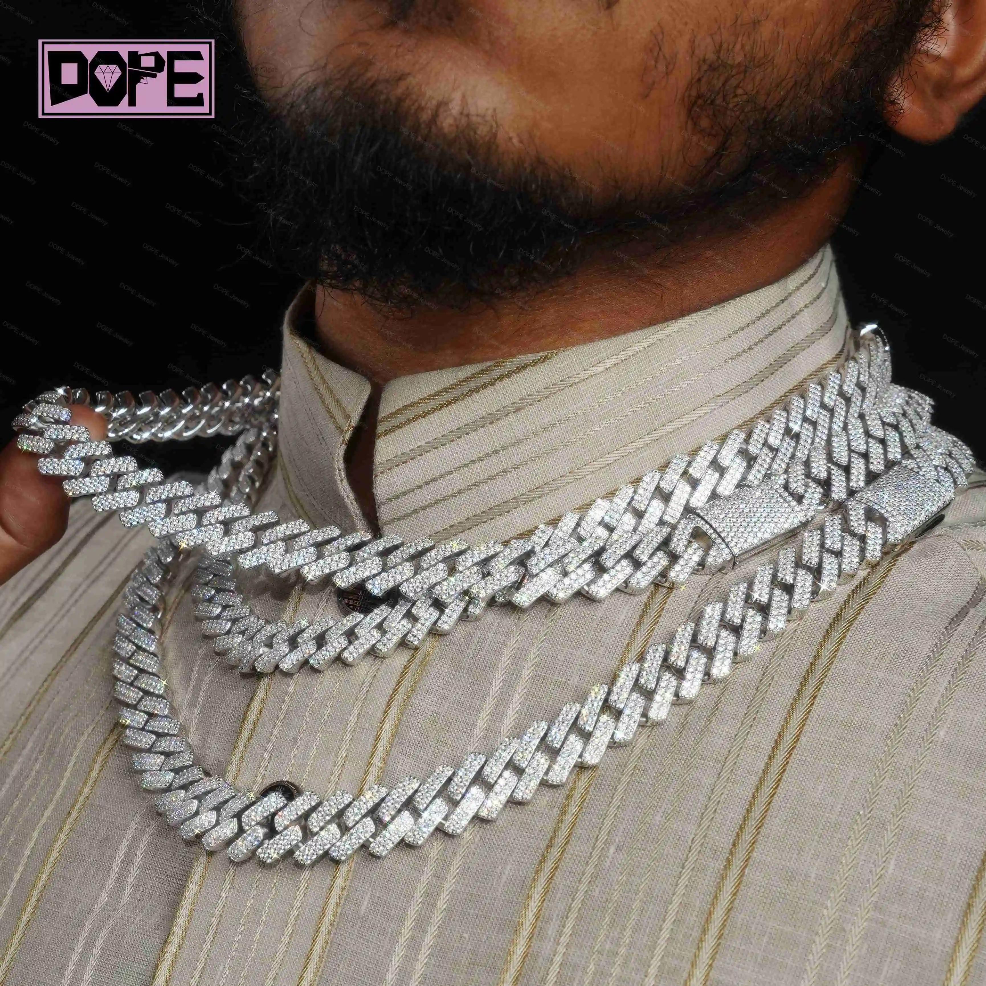 Days 3 Dispatch 12mm Cuban Link Chain Hip Hop 925 Silver Iced Out Men VVS Diamond Moissanite Cuban Chain.