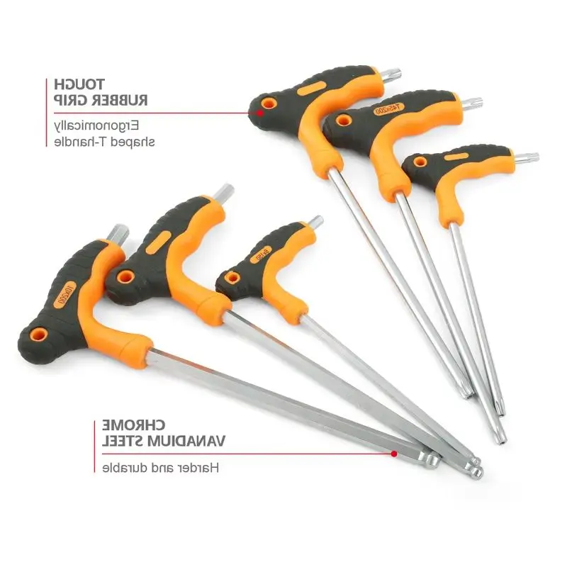 8PC T Handle Torx Star Key Wrench Set S2 T10 T15 T20 T25 T27 T30 T40 T45 T50 Bike Bicycle Maintenance Tool Screwdriver Set
