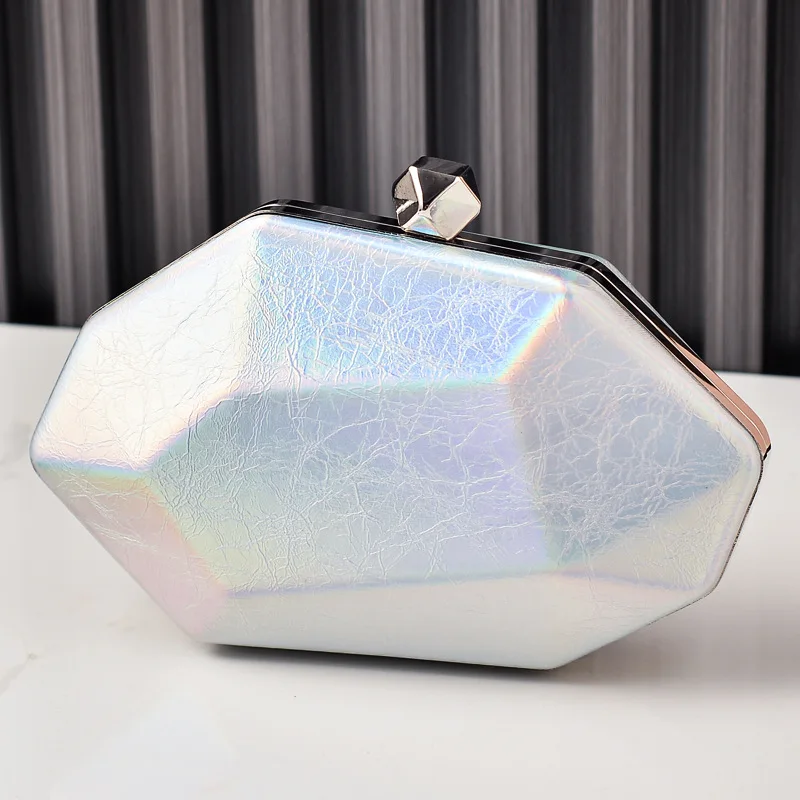 Irregular Polygonal Shape Evening Bag for Women Fashionable Candy Color Special Material Box Bag Small High Quality Purses view 3