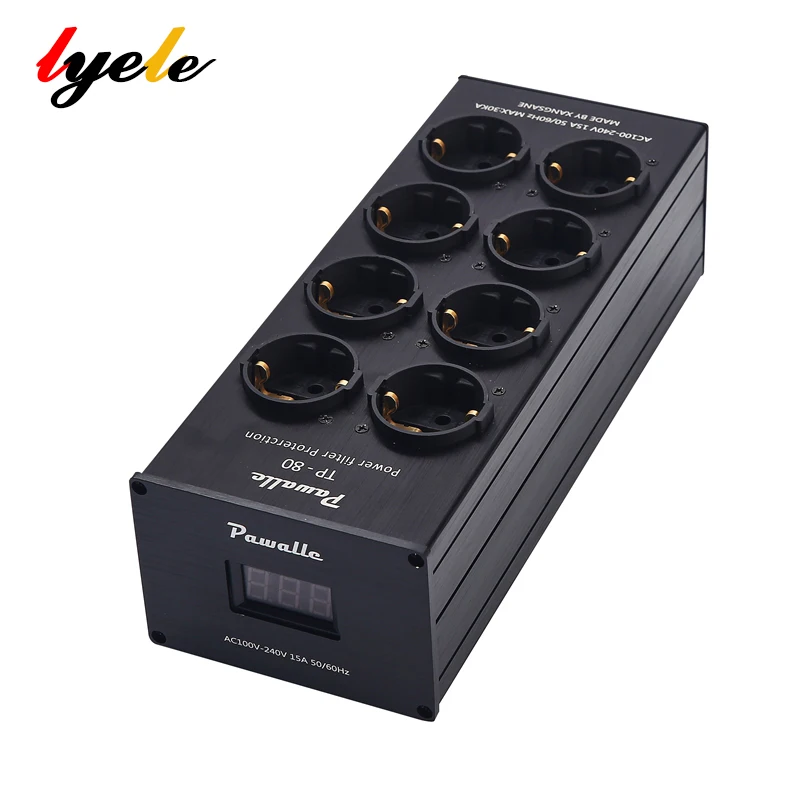 Tp80 Power Filter Socket Noise Reduction Overload Protection Voltage Display Function Audio Amplifier European Plug Board