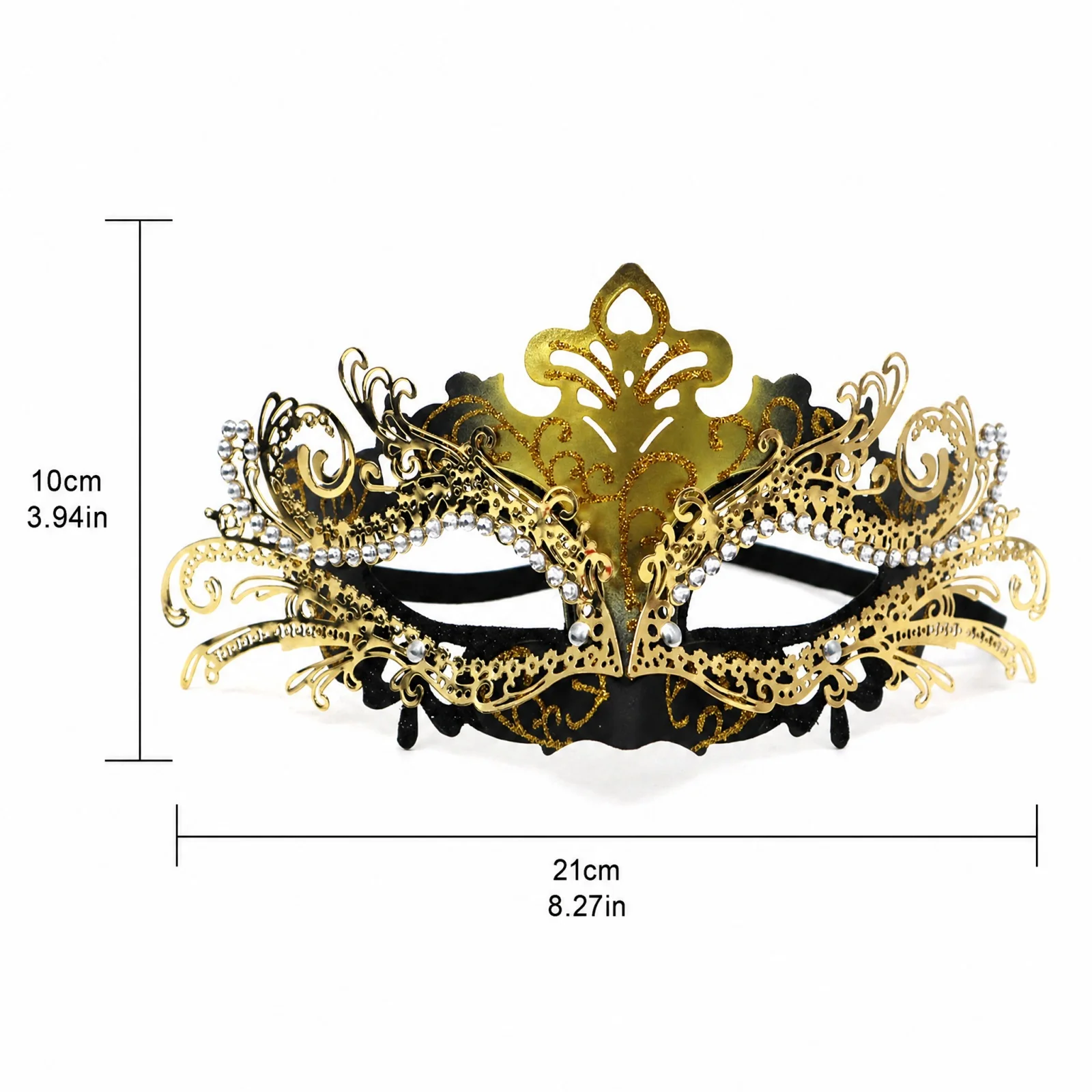 Halloween Luxury  Half Face Masks Rhinestone-Studded Carnival Party Mask with Peacock-Tail Design Wrought Iron Frame Mask
