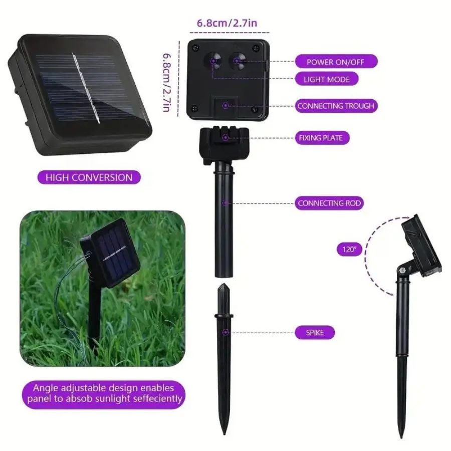 1pc 6.5M30LED Solar String Sakura Lights LED Outdoor Waterproof Festival Garden Decorative Lights image 2